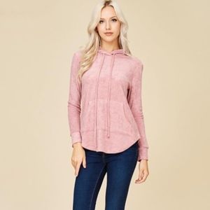 Pink Pullover Hoodie with Pocket